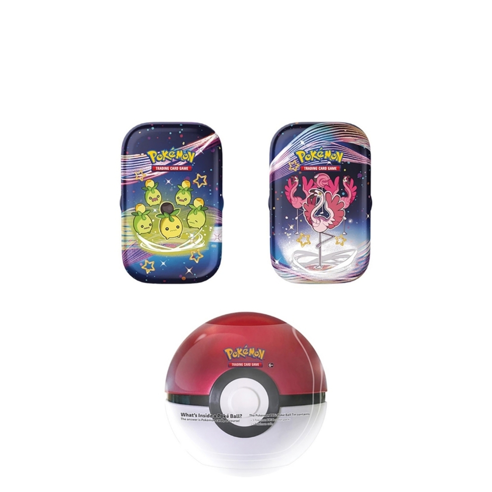 Pokemon Kids Toys Tin Set with Pokeball - Red, Green, Pink